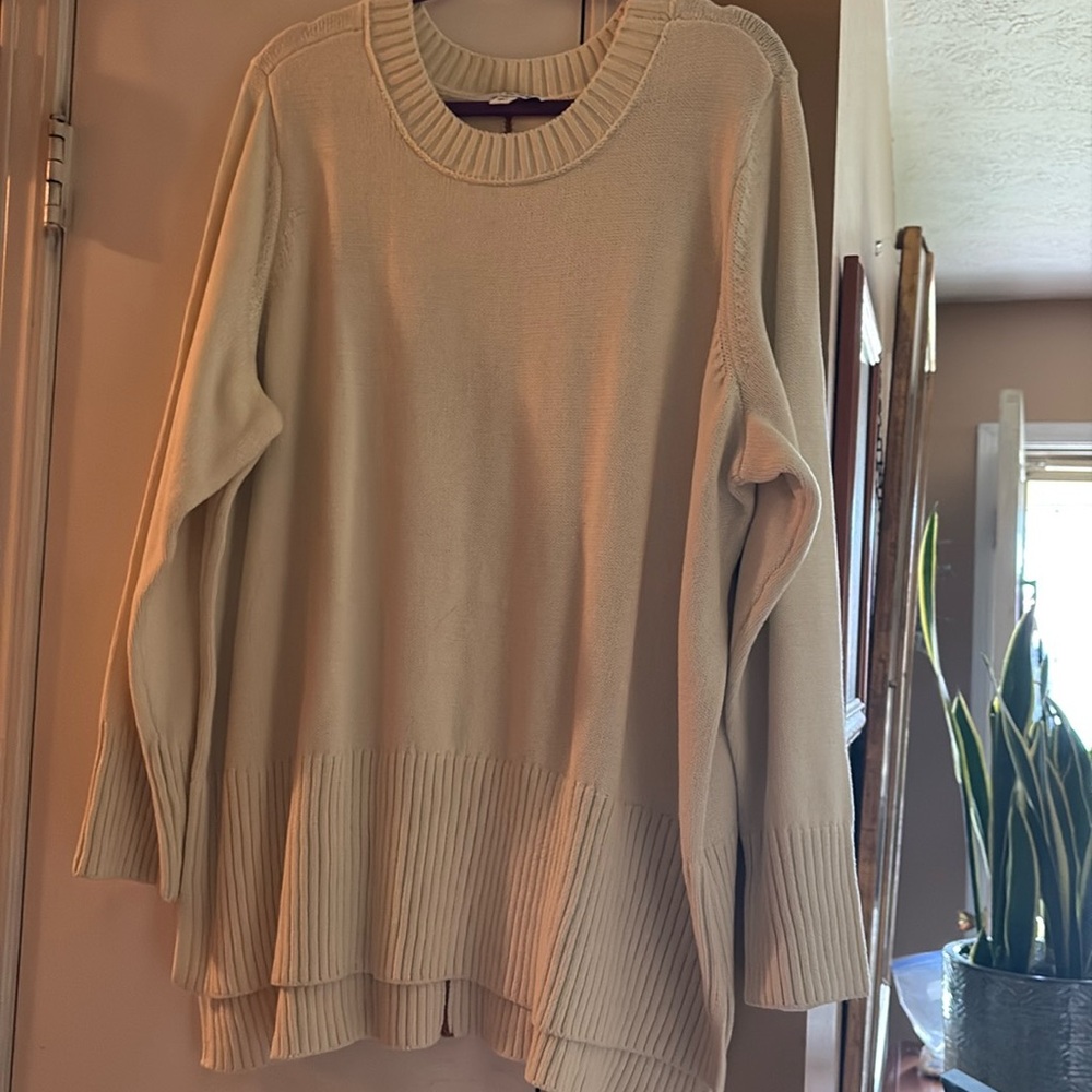 Peace Love World Cream 100% cotton oversized sweater Size 3x